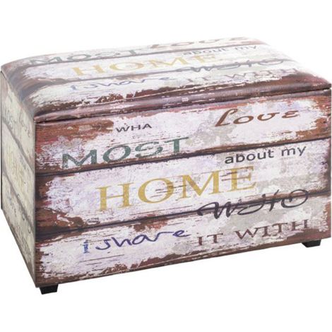 Coffre de Rangement Vintage "Mots" 65cm Marron (1/5)