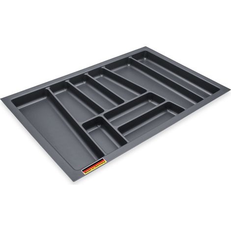 Mehrzweck Besteckeinsatz grau für Küchenschubladen - 74 x 48 cm - Kunststoff Schubladen Ordnungssystem schiefergrau