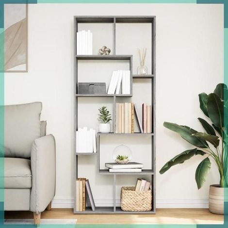 858080 étagère séparatrice de pièce sonoma gris 67x25x161,5 cm (1/5)