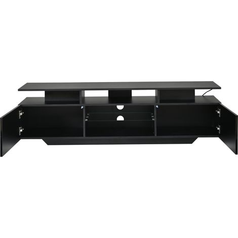 1604045cm Fernsehschrank,TV-Ständer mit 2 Schränken, Wohnzimmerschrank,Hochglanz-TV-Schrank mit LED-Lichtleiste,Modernes TV-Entertainment-Center mit 8 Ablageflächen, MDF, 70-Zoll-Fernseher,Schwarz (1/5)