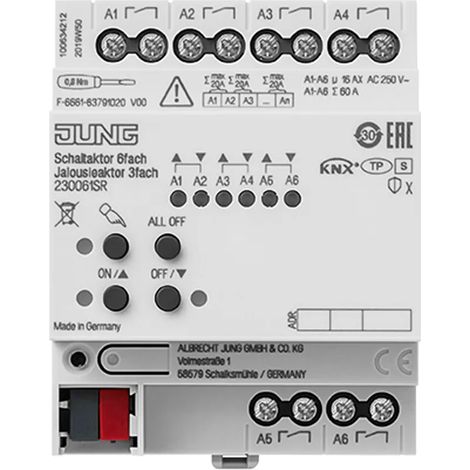 Jung KNX Schaltaktor 6fach, KNX Jalousieaktor 3fach 230061SR (1/2)