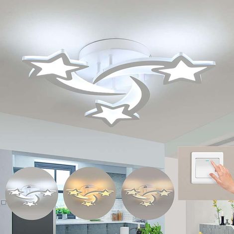 GOECO Modern Dimmable Led Ceiling Light Star Shape Dimmable Ceiling Lamp 3000K/4500K/6500K for Living Room Bedroom Dining Room Office White (1/5)