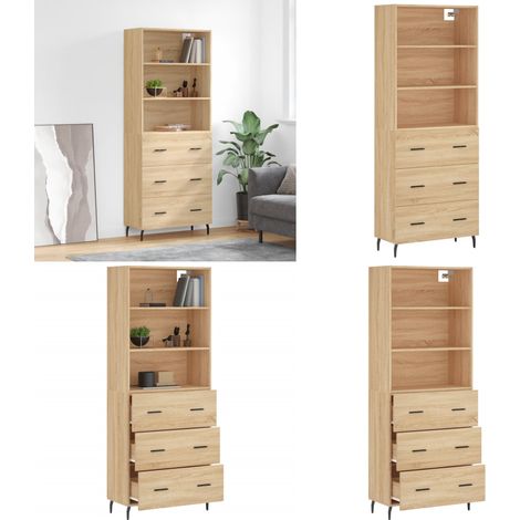 Highboard Sonoma-Eiche 69,5x34x180 cm Holzwerkstoff - Holzwerkstoff - Schrank (1/5)