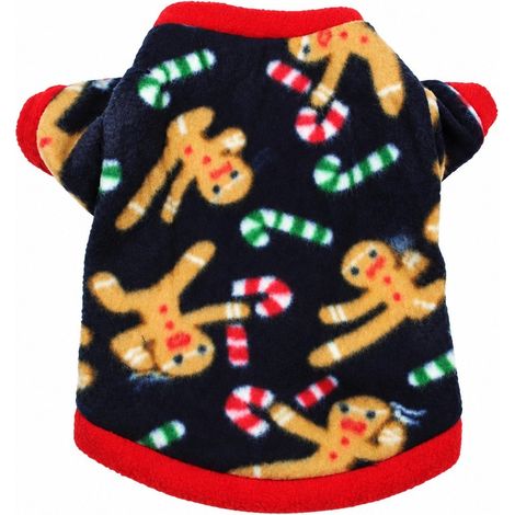 Veste polaire pour chien, manteau d'hiver chaud pour animaux de compagnie, sweat-shirt pour chiot, XS S M, Teddy L - Bonhomme de pain d'épice de Noël (1/4)
