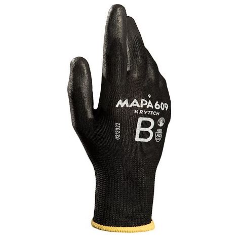 Gants de manutention Mapa KRYTECH 609 taille 9, Résistance abrasion et coupures, 1 Paire, Noir ( Prix pour Paquet de 12 Paires ) (1/2)