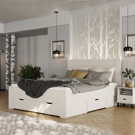 Lecho Doble Siwwa, Dimensión del Colchón 160x200 cm, Soporta 200 kg, Doble, Blanco Crema (1/5)