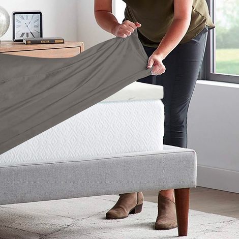 Lenzuolo Sotto 100% Cotone Per Materassi Alti Fino 30 Cm Avvolgente Lenzuola Con Angoli Elastici Singolo Matrimoniale Copri Topper Salvamaterasso Tortora - Singolo