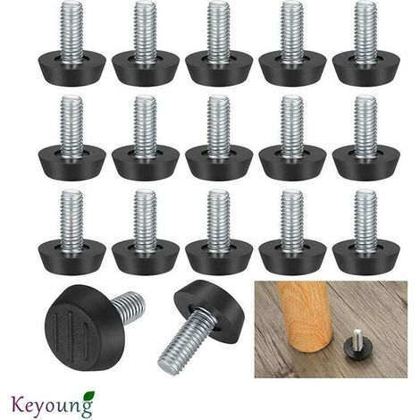 Lot de 22 vis de réglage M8 pour pieds de meuble - 23 x 27 mm - Supports ajustables pour chaises et tables - Nivellement précis avec tiges filetées (1/4)