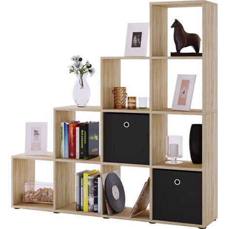 Estante de escalera de madera 10 compartimentos Napoli 139x143x29 - VCM