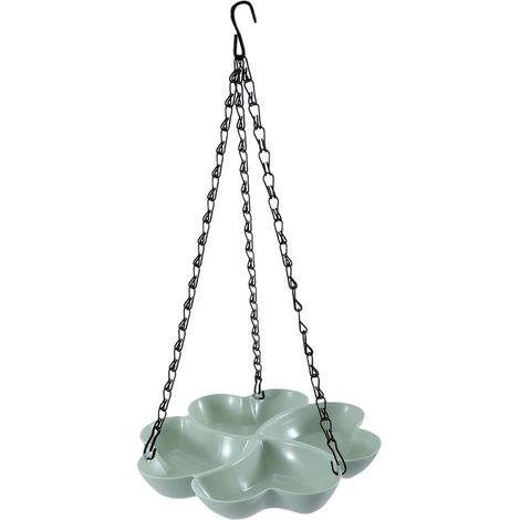 Mangiatoia per uccelli – Mangiatoia sospesa – con ganci – Design a quattro scomparti – Grande capacità – Verde – Perfetta per giardini, terrazze e da appendere agli alberi (1/5)