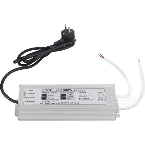 Pilote LED étanche IP67, adaptateur de transformateur d'alimentation à tension constante 300W