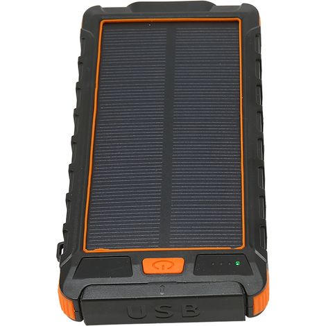 Chargeur solaire portable pour téléphone 20 000 mAh avec boussole et lampe torche LED pour l'extérieur (noir et orange) (1/4)