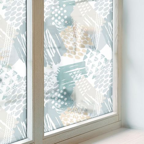 Fensterfolie 100x116 cm Milchglas Blickdicht Folie für Badezimmer Dekorfolie PVC Dekorativ Selbstklebend Sichtschutz Fenster Abstraktes Mosaik