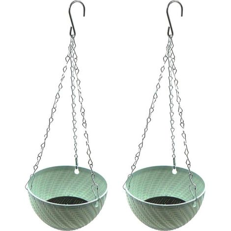 Étagère d'extérieur - 2 pots de fleurs suspendus - 15 × 8,5 cm - bleu (1/5)