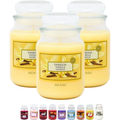 Candele profumate in vetro giara da 510 grammi - 3 giare grandi - Profumazione Vaniglia (1/5)