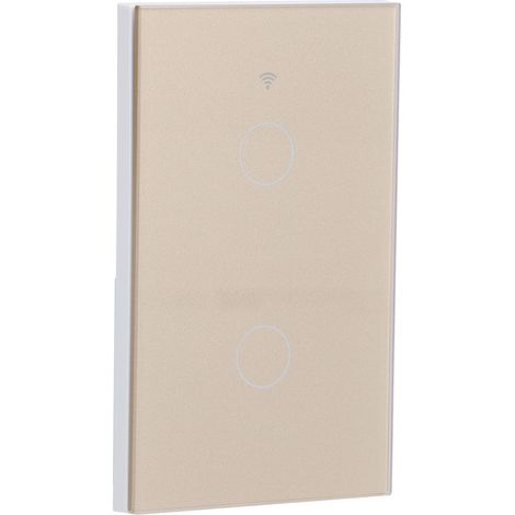 Tuya Zigbee 2-Tasten-Touch-Wandschalter, sprachkompatibel, USA, 100-240V, Gold, Fernsteuerung per App. (1/5)