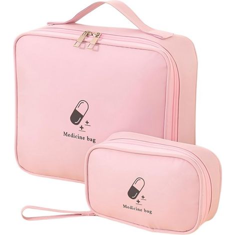 Organizzatore di medicinali,2 pezzi,Kit di emergenza medica,Kit di pronto soccorso vuoto,Portapillole da viaggio,25 x 19 x 22 cm + 17 x 6 x 11 cm (1/5)