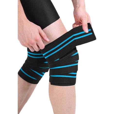 Genouillères ergonomiques (lot de 2) - Support enveloppant pour le renforcement musculaire - Durables et respirantes - 170 cm - Bleu ciel (1/5)