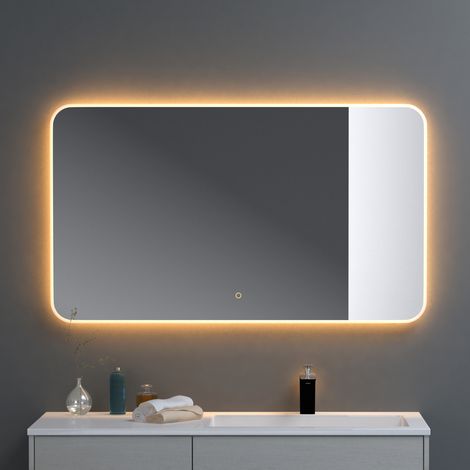 doporro® Badspiegel-03 Led-Lichtspiegel 120x80cm mit Dimmen-Funktion Beschlagfreier Wandspiegel Touchbedienung 5mm Float-Glas (1/5)