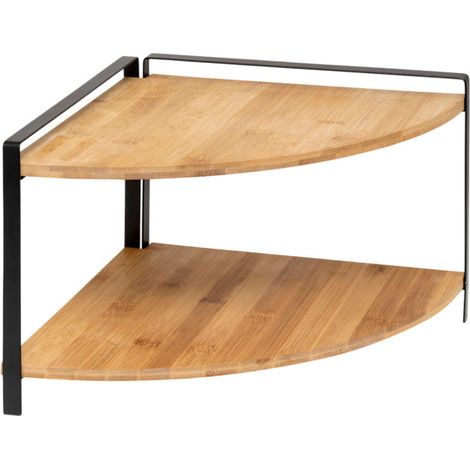Étagère d'Angle 2 Niveaux en Bambou "Ordera" 29cm Naturel & Noir (1/2)