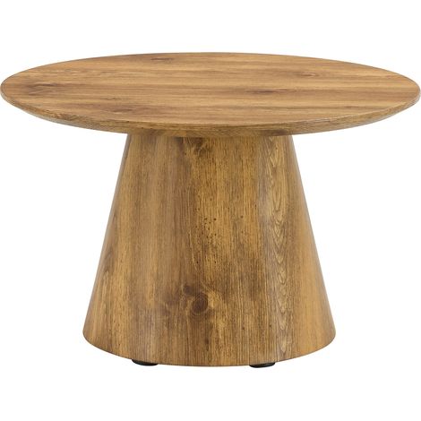 Table d'appoint ronde en MDF avec décor bois naturel – 60 cm de diamètre, 35 cm de hauteur (1/5)