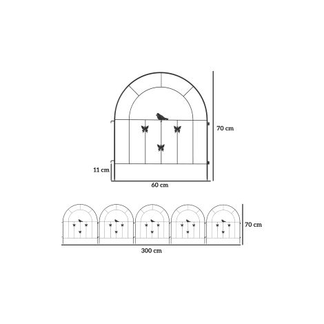 Clôture de jardin en acier 300 cm x 70 cm de haut, set de clôture décorative à mailles, éléments de clôture, barrière pour chien, clôture à arc haut pour chien, clôture paysagère pour jardin, parterre (1/5)