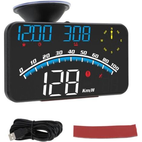 cran LED HUD intelligent, alarme de vitesse haute définition, GPS multifonction, compteur de vitesse universel 5V pour voitures et camions, bleu