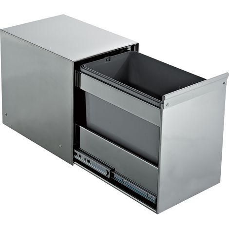 Poubelle à pédale coulissante inox 18L – 1 seau – Amortisseur sans – Dimensions 330x260mm – Pour caisson 300mm – Elletipi