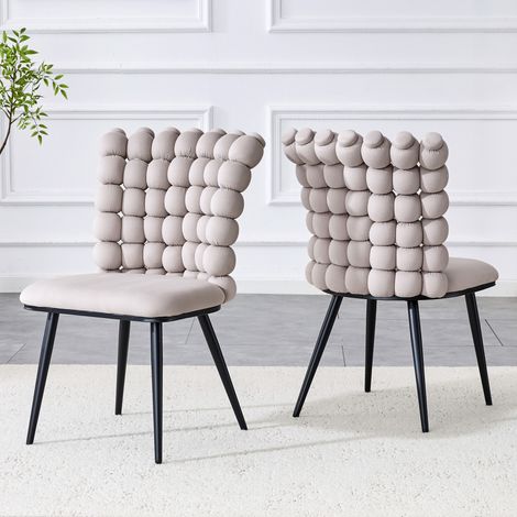 Sedie da pranzo in velluto grigio chiaro, design moderno minimalista con gambe in metallo nero,54x48x88 cm (1/5)