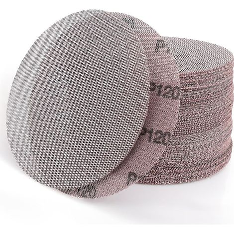 Disques Abrasifs 150mm Grain 120 – Lot de 60 Disques de Ponçage à Filet Anti-Poussière – Pour Ponceuses Orbitales Bois Métal Plastique – Parfait pour Menuisiers, Carrossiers et Bricoleurs (1/5)