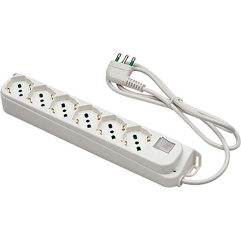 MULTIPRESA BIPASSO SCHUKO + INT.LUM RETAIL FME - BIANCO POSTI 6 2P+T 16A N°XMMQ 3X1,0 MT 1,5 - 2 pezzi