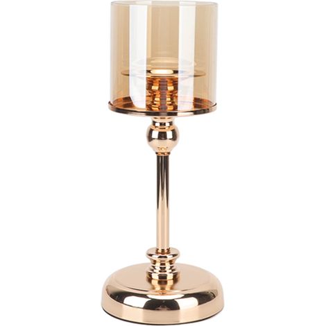Lustre français de luxe, lumineux et élégant, couleur or champagne. Porte-bougie de table romantique pour un dîner aux chandelles. Accessoire décoratif. (1/5)