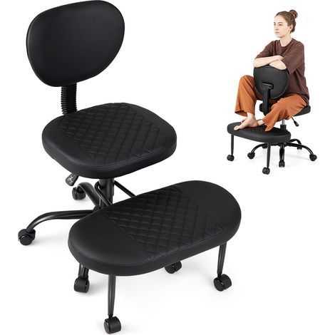 COSTWAY Sedia Ergonomica Posturale con Poggiapiedi, Altezza Regolabile (1/5)