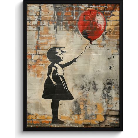 AFFICHE ENCADRÉE Graffiti - Banksy - Fille - Street art Tableau Décoration Murale 60x80 (1/5)