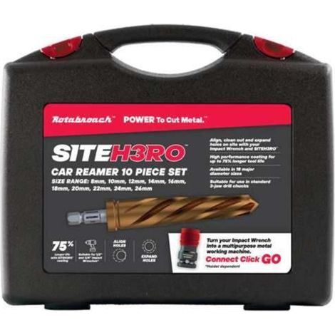 Rotabroach SHRCR3 SITEH3RO 8mm-26mm 10 Piece Car Reamer Kit