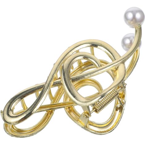 Metal Music Note Hair Clip with Beads, Gold (1/5)