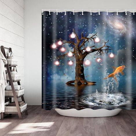 rideau De Douche (poisson Rouge)-180180 Avec Des Crochets Haute Qualit Impermable Antimoisissure Facile Nettoyer Beau Imprim (1/5)
