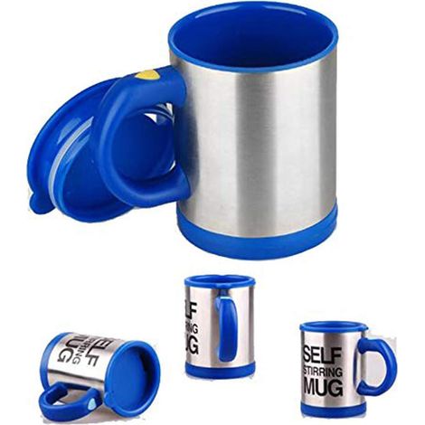 Tasse à café réutilisable, tasse à café à agitation automatique, rotation de tasse à café en acier inoxydable, mélange automatique électrique, tasse à café automatique (Bleu) - 400ML, (1/4)