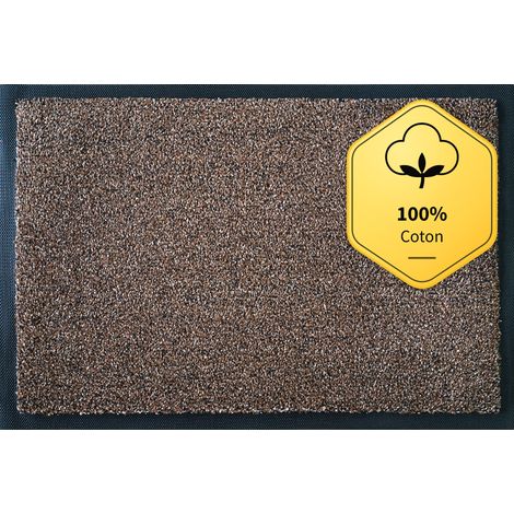 Tapis d'Entrée Antidérapant en Coton, Marron 100 x 150 cm (1/5)