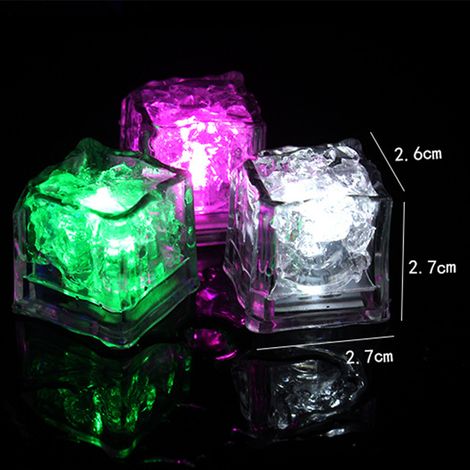 12 LED-Eiswürfel mit Flüssigkeitsinduktion, elektronischen Bauteilen, leuchtende und funkelnde Eiswürfel in schimmernden Farben (1/5)