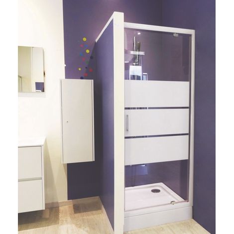 ONDEE - Mamparas de baño MISSI, puerta abatible. Vidrio templado - Acabados en blanco - 90x185x0,4cm (1/4)