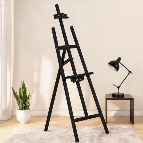 Chevalet de peinture en pin 134,5 cm inclinable 90° noir en bois (1/5)