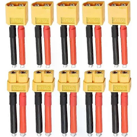 5 Paar XT60-Stecker (weiblich und männlich) mit 14AWG 57 mm Silikonkabel für RC-LiPo-Akkukabel, Drohnen, Autos und Boote (1/4)