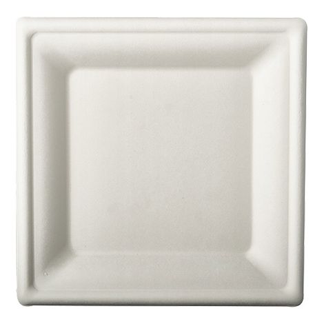 Piatto in canna da zucchero, polpa biologica, 20x20 cm, bianco, 12 pezzi.