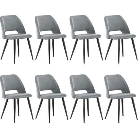 WAFTING Lot de 8 Chaises de Salle à Manger en Velours,Chaise Rembourrée avec Pieds Indépendants,Gris (1/5)