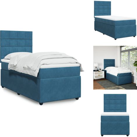 Sommier à lattes de lit avec matelas Bleu foncé 90x190 cm - Sommier À Lattes De Lit - Sommiers À Lattes De Lit - Lit - Meuble De Chambre À Coucher (1/5)