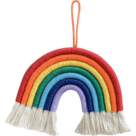 Tenture Murale tissée Arc-en-Ciel, Arc en Ciel Macramé, Tapisserie Murale en macramé Arc-en-Ciel, Suspension Murale en Forme d’Arc-en-Ciel en macramé tressé pour Chambre d'enfant, Maison Décor (1/5)