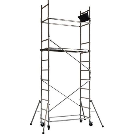Artub – Échafaudage Presto 4,5m en aluminium – Montage rapide sans outils – Hauteur de travail 4,5m – Sécurité certifiée normes européennes (1/2)