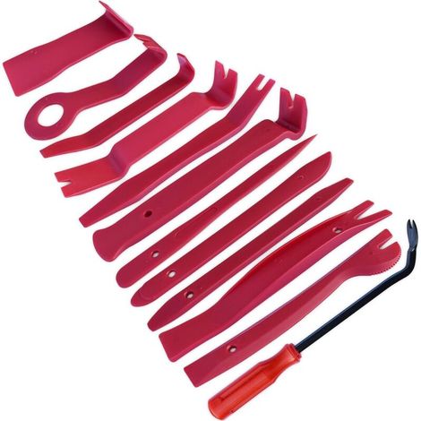 Kits de retrait automatique de la garniture de 12 pièces, trousses à outils pour l'installation d'autoradio, kit de retrait de rembourrage pour levier de barre de levier, rouge-Ensoleillé