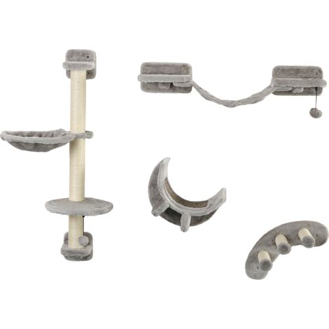 Four-Piece Cat Wall Furniture,  Hammock, Ladder, Platforms, Steps, for Indoor Use - Grey (1/5)